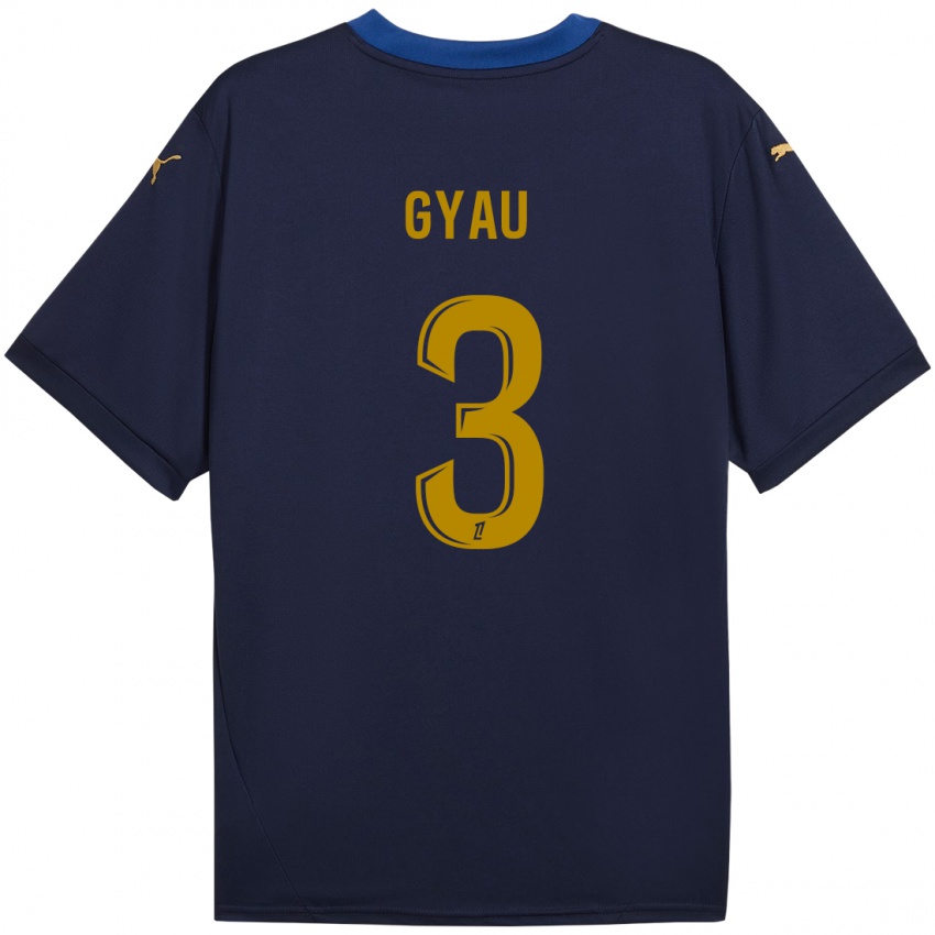 Kinder Mia Gyau #3 Marineblau Gold Auswärtstrikot Trikot 2024/25 T-Shirt Schweiz