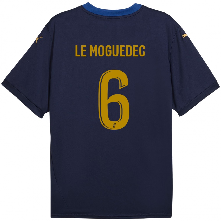 Enfant Maillot Anaële Le Moguédec #6 Bleu Marine Doré Tenues Extérieur 2024/25 T-Shirt Suisse