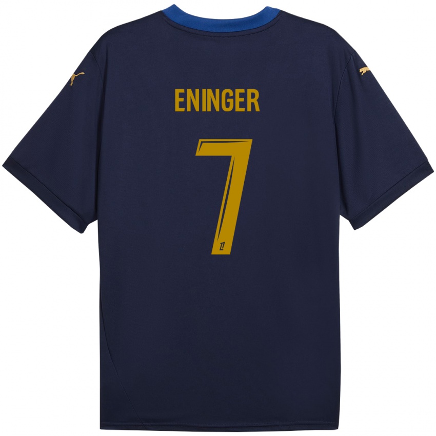 Enfant Maillot Thelma Eninger #7 Bleu Marine Doré Tenues Extérieur 2024/25 T-Shirt Suisse