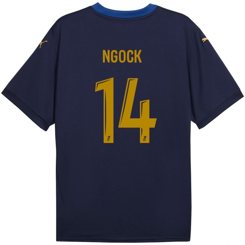 Kinder Monique Ngock #14 Marineblau Gold Auswärtstrikot Trikot 2024/25 T-Shirt Schweiz