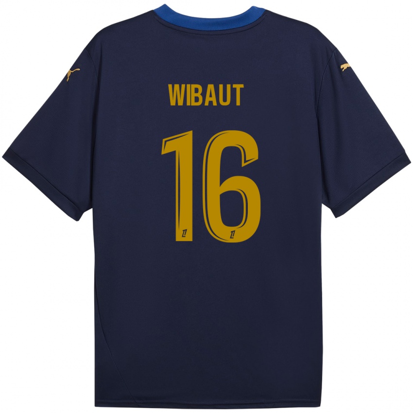 Enfant Maillot Clara Wibaut #16 Bleu Marine Doré Tenues Extérieur 2024/25 T-Shirt Suisse