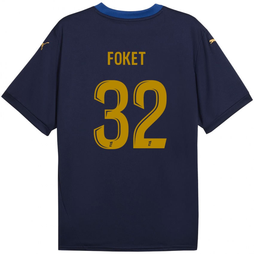 Kinder Thomas Foket #32 Marineblau Gold Auswärtstrikot Trikot 2024/25 T-Shirt Schweiz