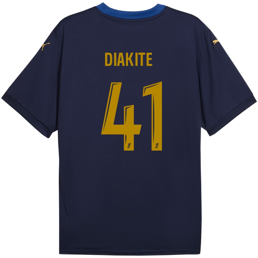 Enfant Maillot Ibrahim Diakité #41 Bleu Marine Doré Tenues Extérieur 2024/25 T-Shirt Suisse