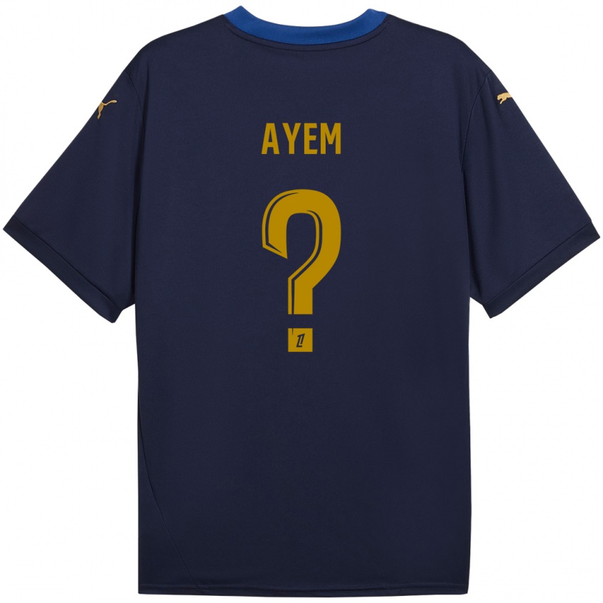 Enfant Maillot Grégory Ayem #0 Bleu Marine Doré Tenues Extérieur 2024/25 T-Shirt Suisse