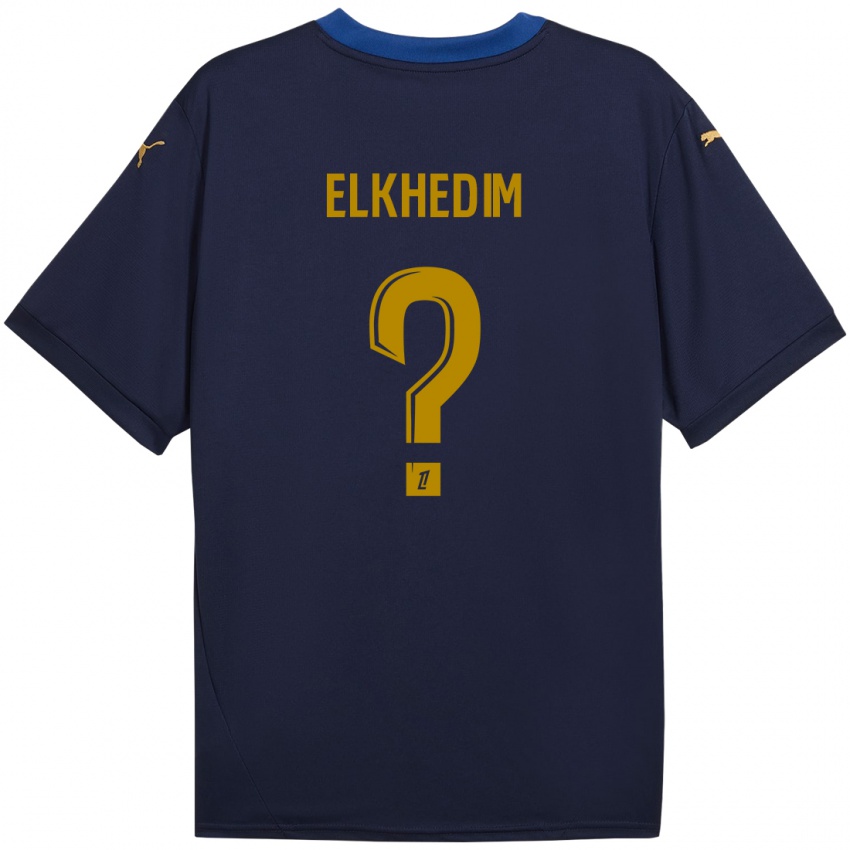 Enfant Maillot Abdenoor Elkhedim #0 Bleu Marine Doré Tenues Extérieur 2024/25 T-Shirt Suisse