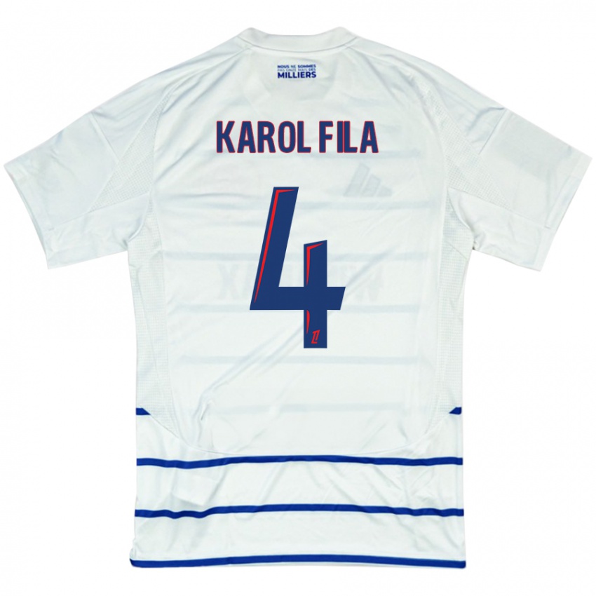 Enfant Maillot Karol Fila #4 Blanc Bleu Tenues Extérieur 2024/25 T-Shirt Suisse