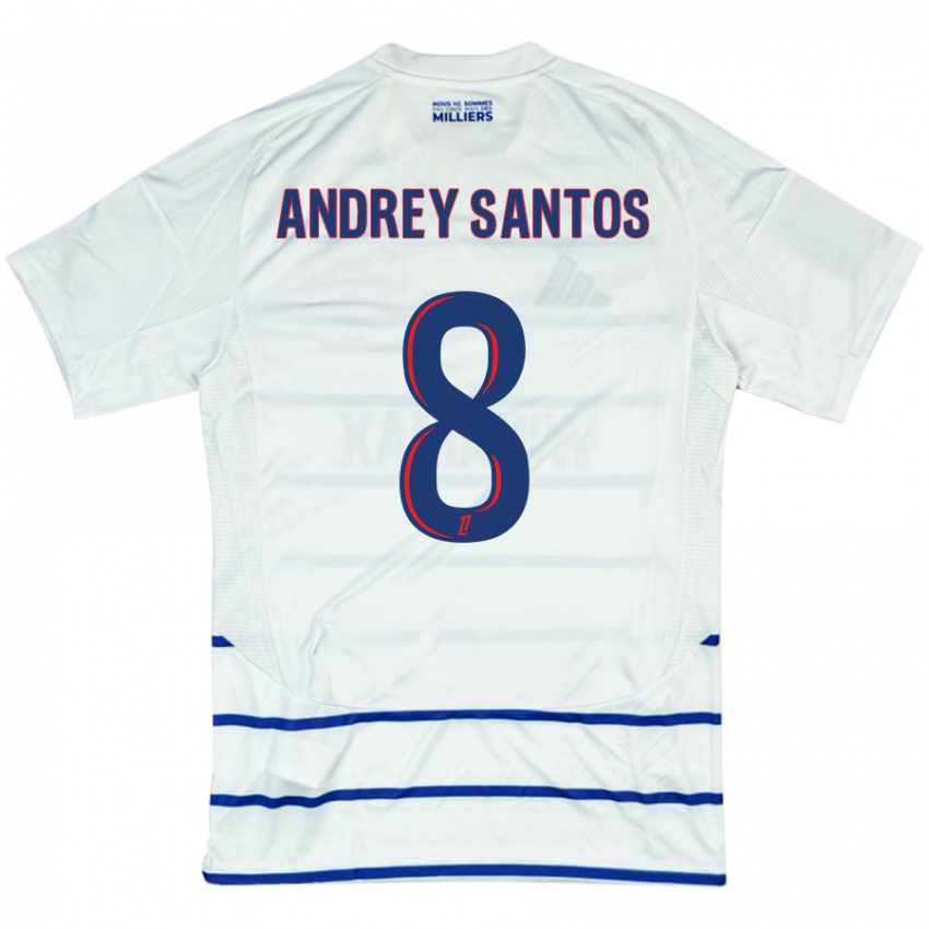 Kinder Andrey Santos #8 Weiß Blau Auswärtstrikot Trikot 2024/25 T-Shirt Schweiz