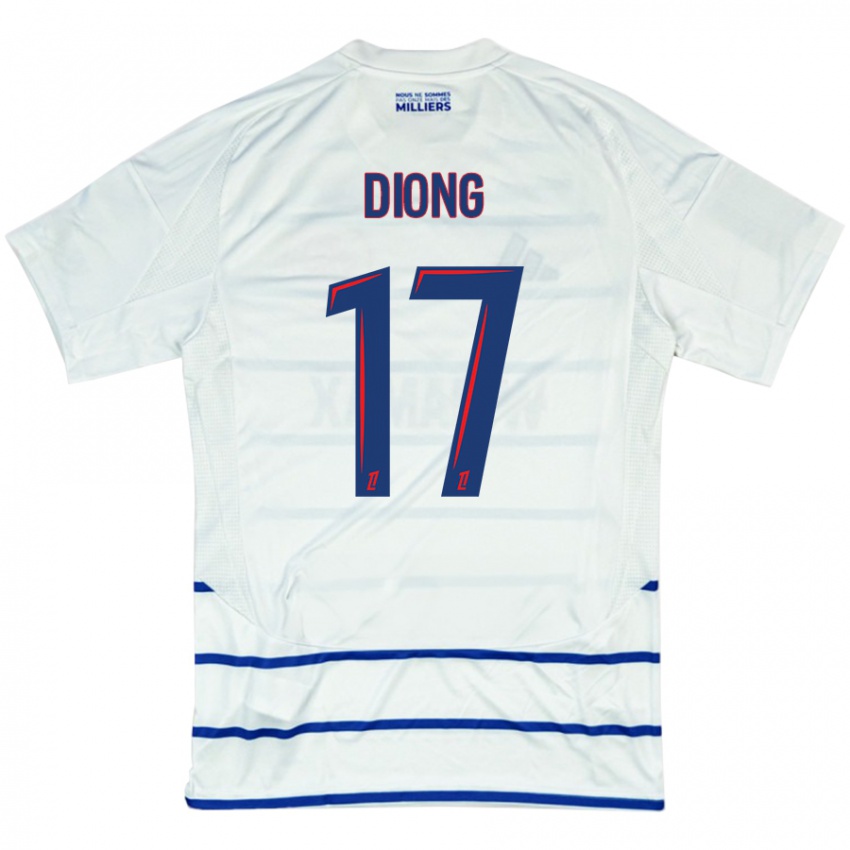 Kinder Pape Diong #17 Weiß Blau Auswärtstrikot Trikot 2024/25 T-Shirt Schweiz