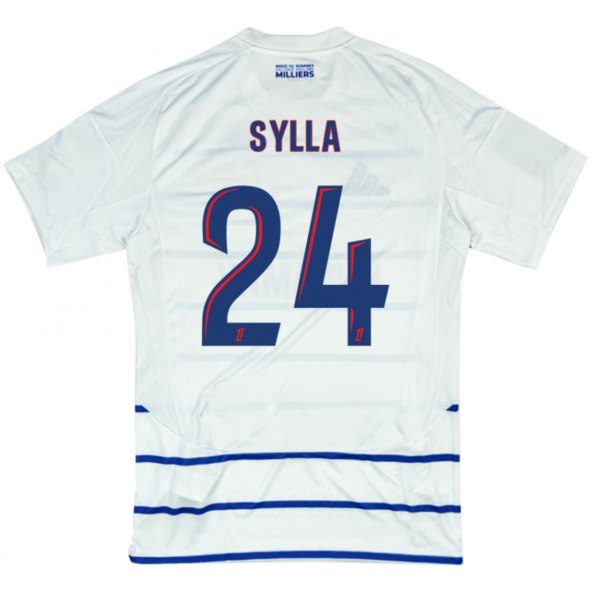 Enfant Maillot Abakar Sylla #24 Blanc Bleu Tenues Extérieur 2024/25 T-Shirt Suisse