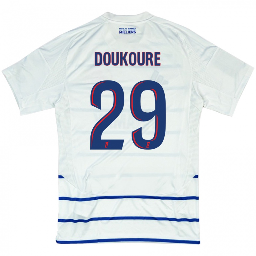 Kinder Ismaël Doukouré #29 Weiß Blau Auswärtstrikot Trikot 2024/25 T-Shirt Schweiz