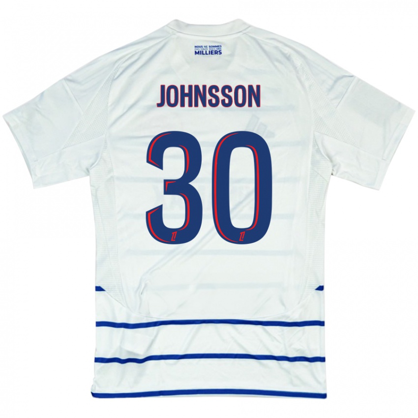 Kinder Karl-Johan Johnsson #30 Weiß Blau Auswärtstrikot Trikot 2024/25 T-Shirt Schweiz