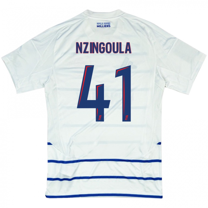 Enfant Maillot Rabby Nzingoula #41 Blanc Bleu Tenues Extérieur 2024/25 T-Shirt Suisse