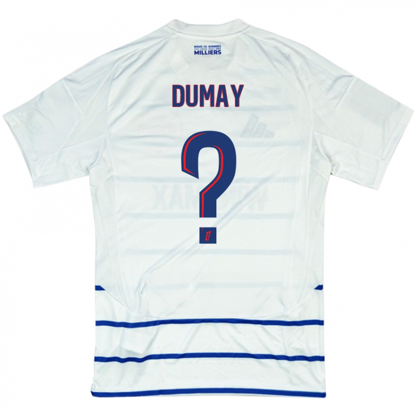 Enfant Maillot Yoann Dumay #0 Blanc Bleu Tenues Extérieur 2024/25 T-Shirt Suisse