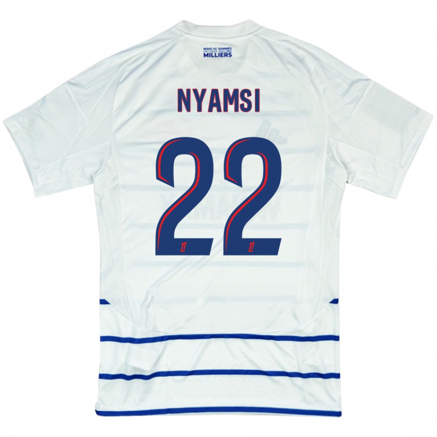 Enfant Maillot Gerzino Nyamsi #22 Blanc Bleu Tenues Extérieur 2024/25 T-Shirt Suisse