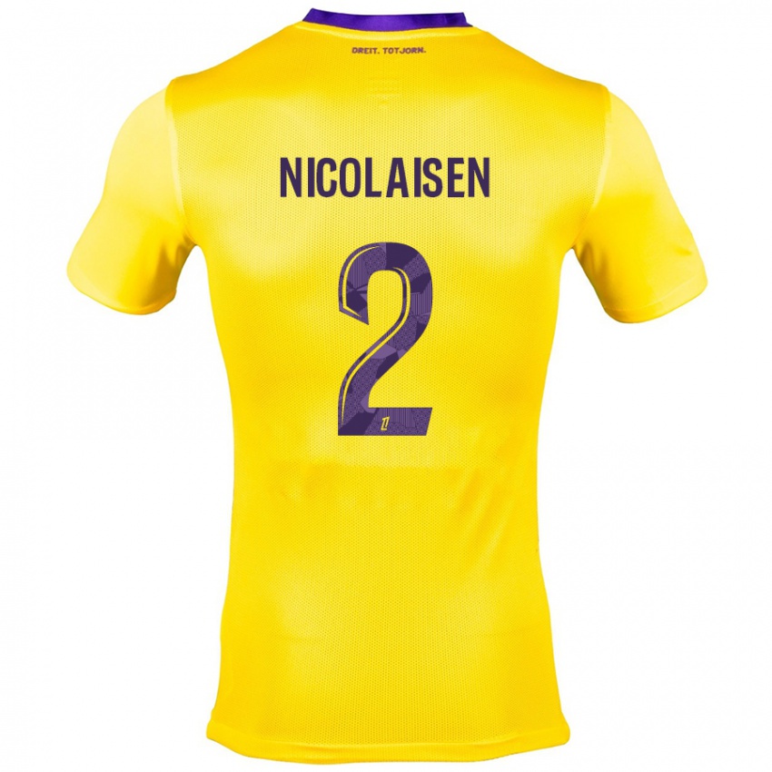 Kinder Rasmus Nicolaisen #2 Gelb Lila Auswärtstrikot Trikot 2024/25 T-Shirt Schweiz