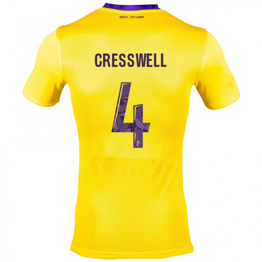 Kinder Charlie Cresswell #4 Gelb Lila Auswärtstrikot Trikot 2024/25 T-Shirt Schweiz