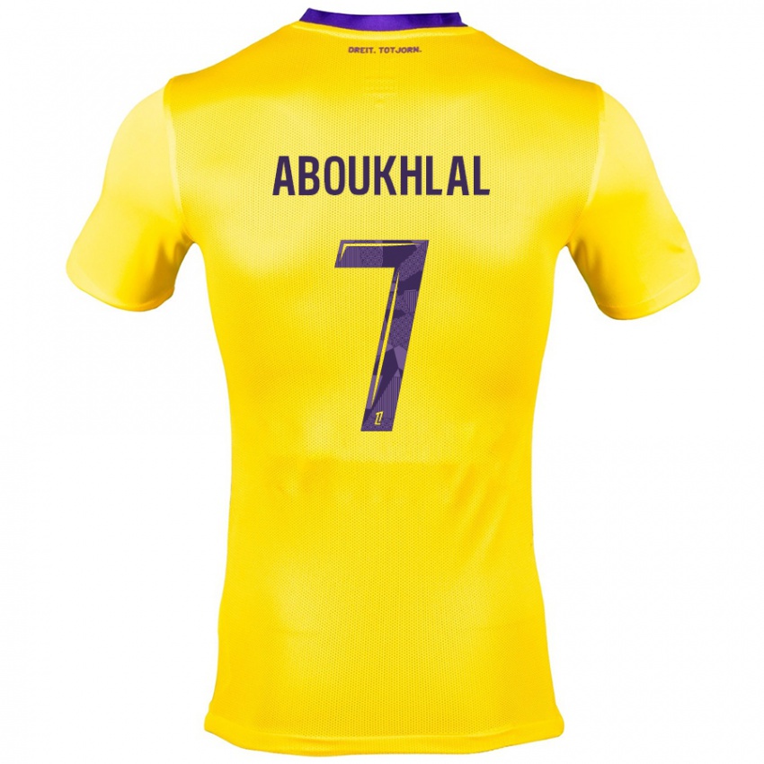 Kinder Zakaria Aboukhlal #7 Gelb Lila Auswärtstrikot Trikot 2024/25 T-Shirt Schweiz