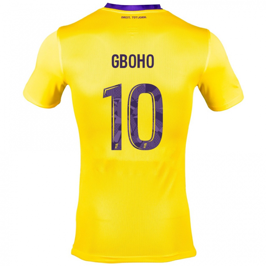 Enfant Maillot Yann Gboho #10 Jaune Violet Tenues Extérieur 2024/25 T-Shirt Suisse