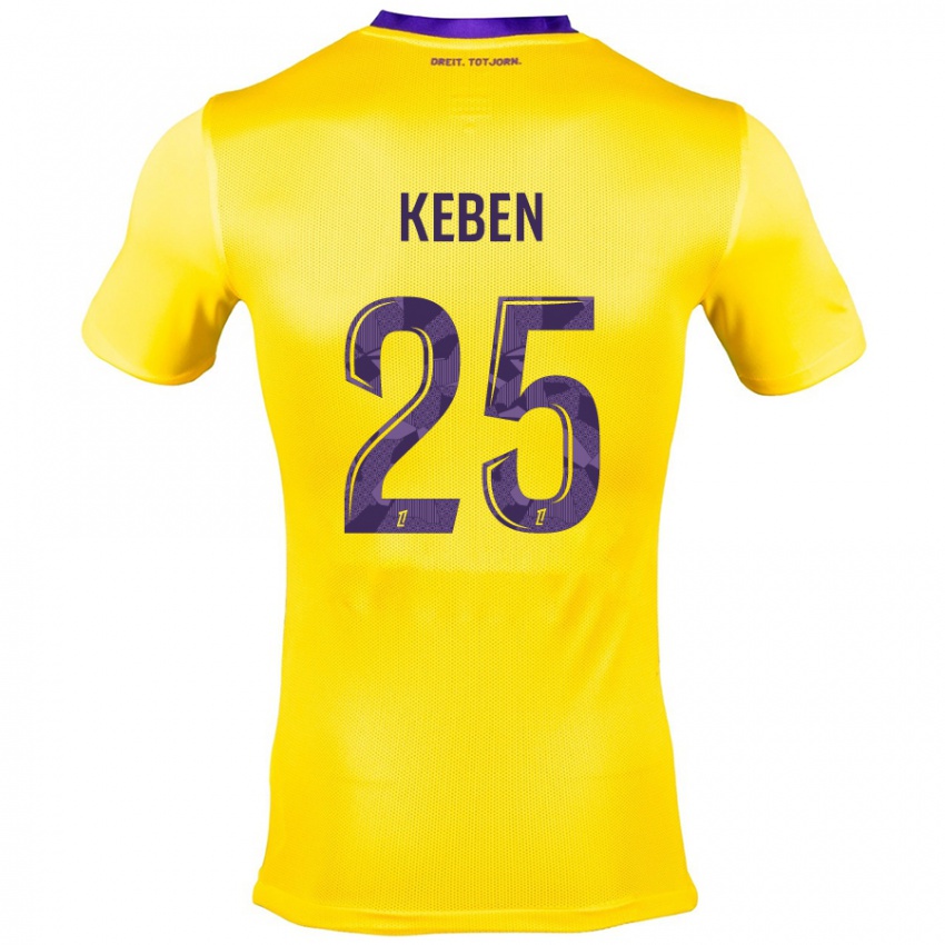 Kinder Kévin Keben #25 Gelb Lila Auswärtstrikot Trikot 2024/25 T-Shirt Schweiz