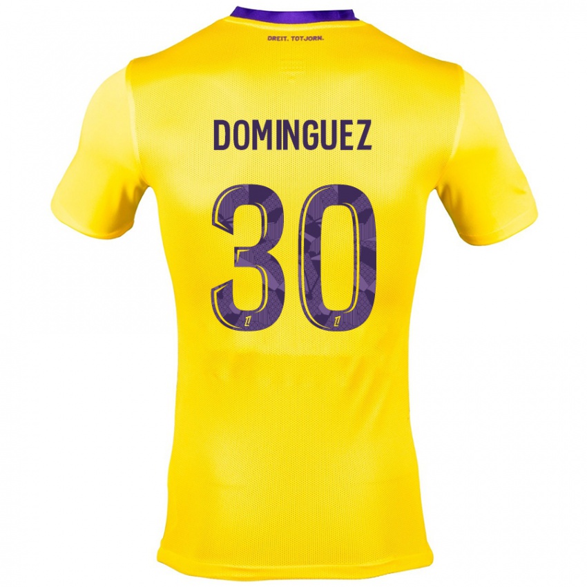 Kinder Álex Domínguez #30 Gelb Lila Auswärtstrikot Trikot 2024/25 T-Shirt Schweiz