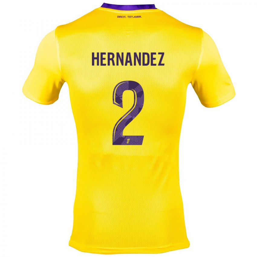 Enfant Maillot Lucie Hernandez #2 Jaune Violet Tenues Extérieur 2024/25 T-Shirt Suisse