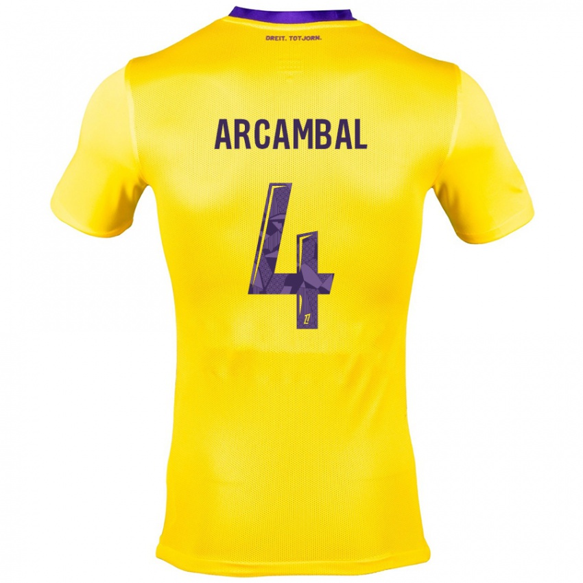 Kinder Anais Arcambal #4 Gelb Lila Auswärtstrikot Trikot 2024/25 T-Shirt Schweiz