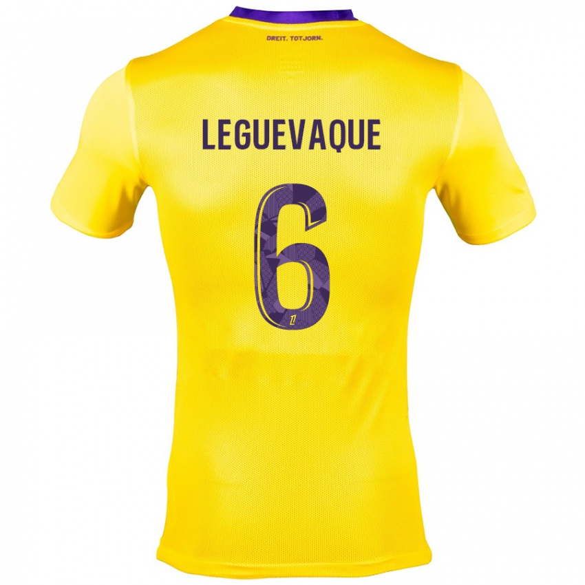 Enfant Maillot Laurie Leguevaque #6 Jaune Violet Tenues Extérieur 2024/25 T-Shirt Suisse