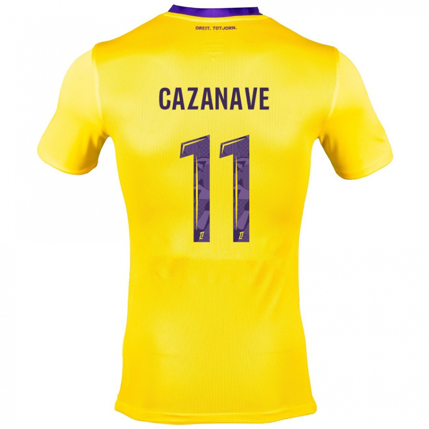 Enfant Maillot Julie Cazanave #11 Jaune Violet Tenues Extérieur 2024/25 T-Shirt Suisse