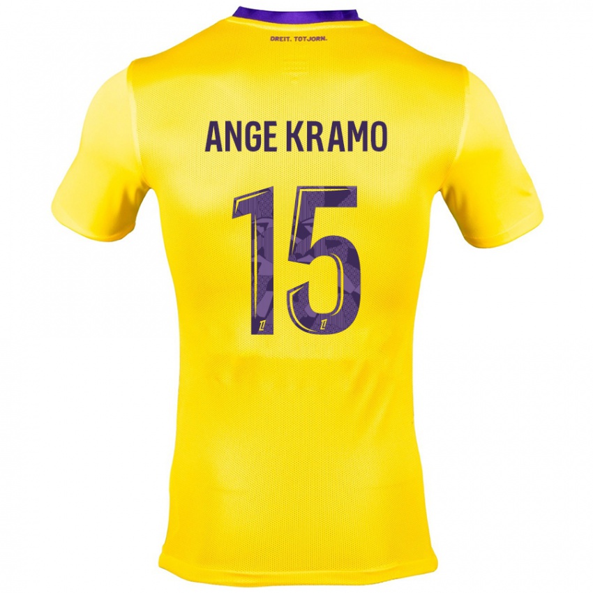 Kinder Marie Ange Kramo #15 Gelb Lila Auswärtstrikot Trikot 2024/25 T-Shirt Schweiz