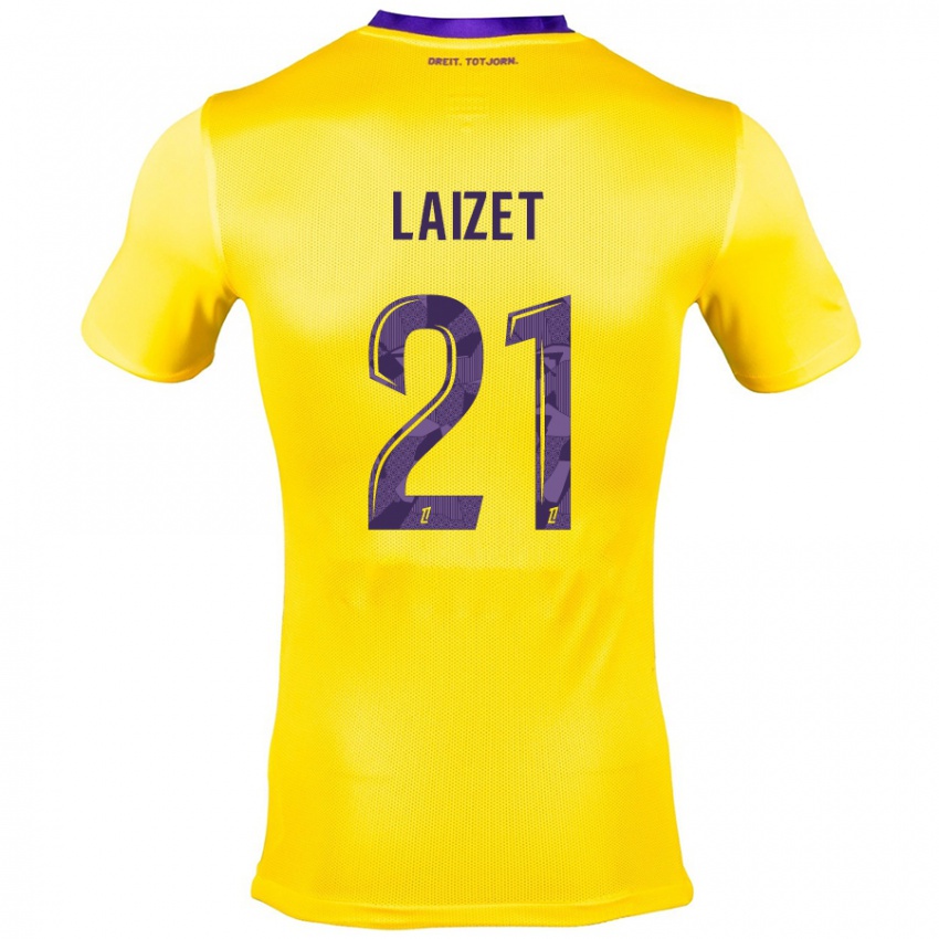 Enfant Maillot Emma Laizet #21 Jaune Violet Tenues Extérieur 2024/25 T-Shirt Suisse