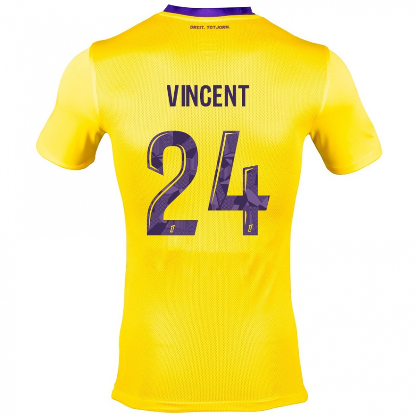 Kinder Magalie Vincent #24 Gelb Lila Auswärtstrikot Trikot 2024/25 T-Shirt Schweiz