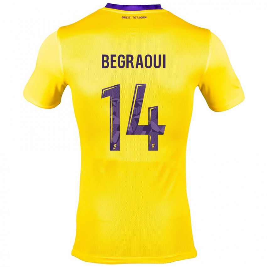 Enfant Maillot Yanis Begraoui #14 Jaune Violet Tenues Extérieur 2024/25 T-Shirt Suisse