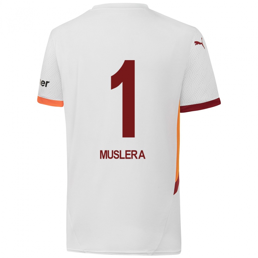 Kinder Fernando Muslera #1 Weiß Gelb Rot Auswärtstrikot Trikot 2024/25 T-Shirt Schweiz