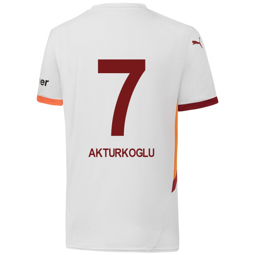 Enfant Maillot Kerem Aktürkoğlu #7 Blanc Jaune Rouge Tenues Extérieur 2024/25 T-Shirt Suisse