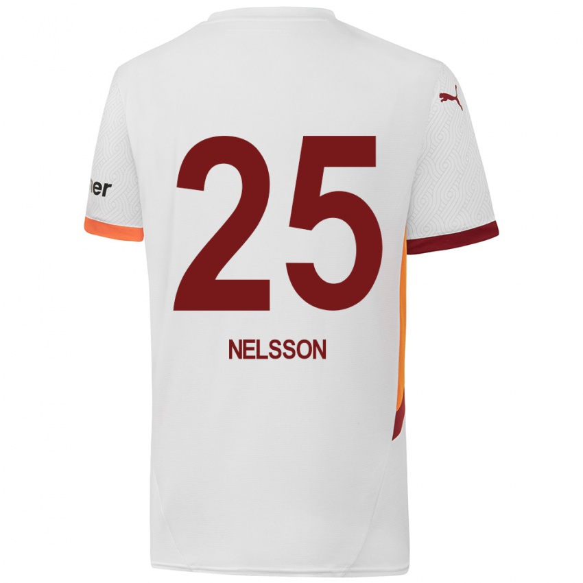 Kinder Victor Nelsson #25 Weiß Gelb Rot Auswärtstrikot Trikot 2024/25 T-Shirt Schweiz