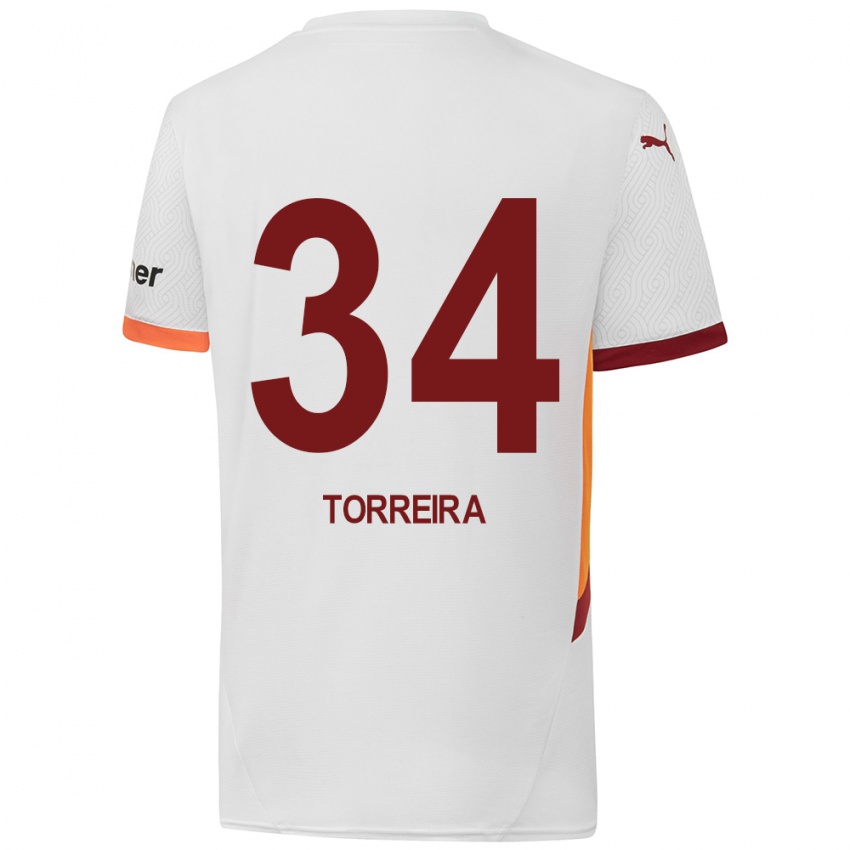 Kinder Lucas Torreira #34 Weiß Gelb Rot Auswärtstrikot Trikot 2024/25 T-Shirt Schweiz