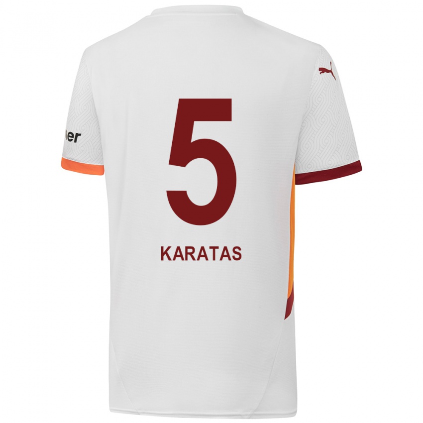 Enfant Maillot Eda Karataş #5 Blanc Jaune Rouge Tenues Extérieur 2024/25 T-Shirt Suisse