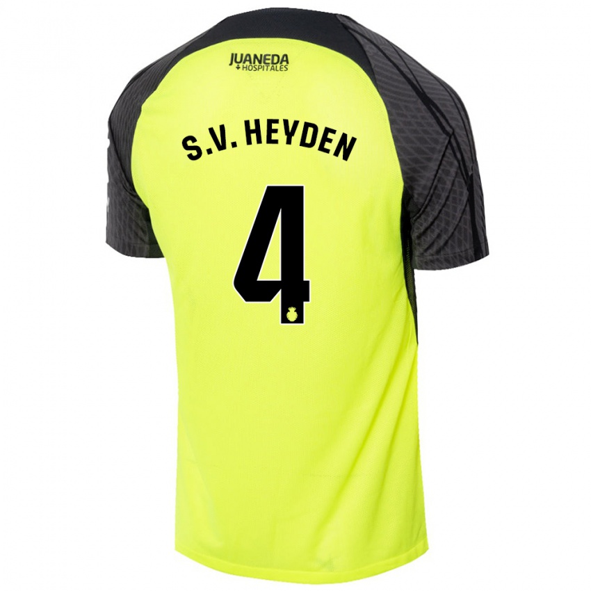 Kinder Siebe Van Der Heyden #4 Fluoreszierend Grün Schwarz Auswärtstrikot Trikot 2024/25 T-Shirt Schweiz