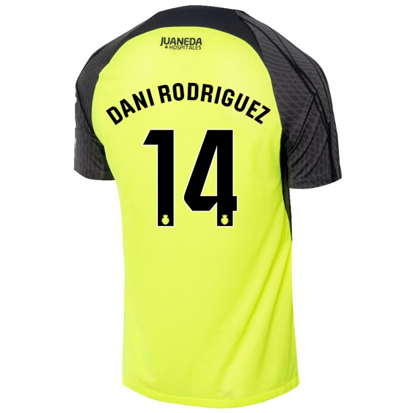 Enfant Maillot Dani Rodríguez #14 Vert Fluo Noir Tenues Extérieur 2024/25 T-Shirt Suisse