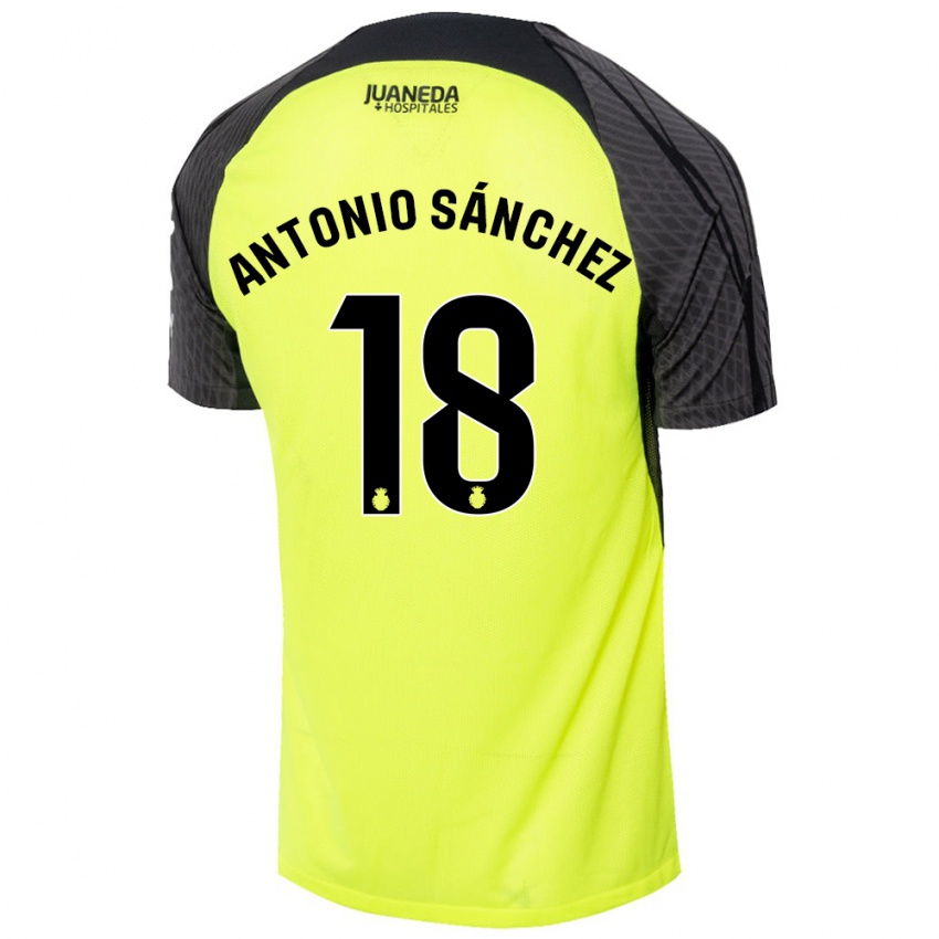 Kinder Antonio Sánchez #18 Fluoreszierend Grün Schwarz Auswärtstrikot Trikot 2024/25 T-Shirt Schweiz