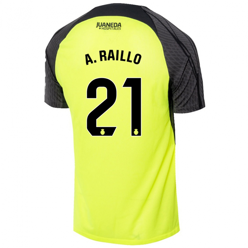 Kinder Antonio Raíllo #21 Fluoreszierend Grün Schwarz Auswärtstrikot Trikot 2024/25 T-Shirt Schweiz