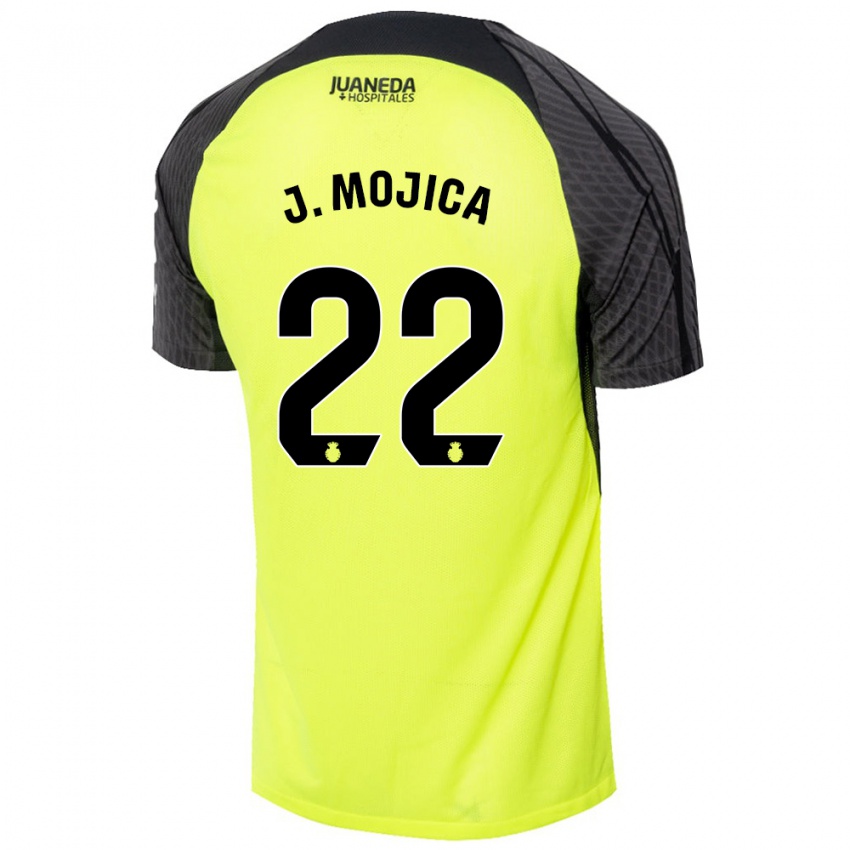 Kinder Johan Mojica #22 Fluoreszierend Grün Schwarz Auswärtstrikot Trikot 2024/25 T-Shirt Schweiz