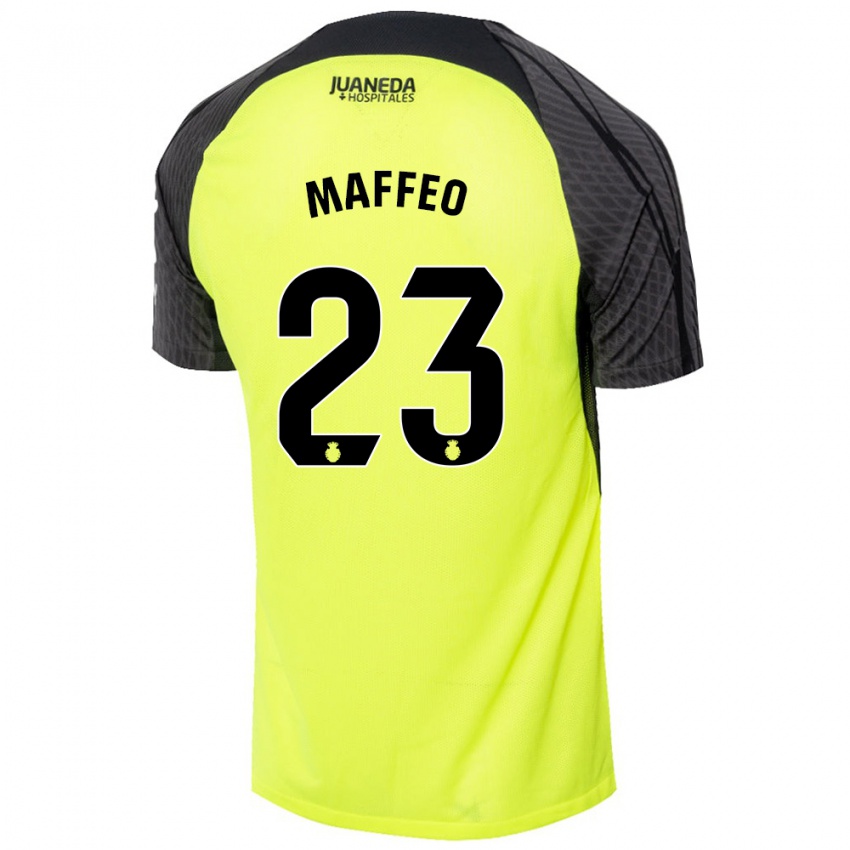 Kinder Pablo Maffeo #23 Fluoreszierend Grün Schwarz Auswärtstrikot Trikot 2024/25 T-Shirt Schweiz