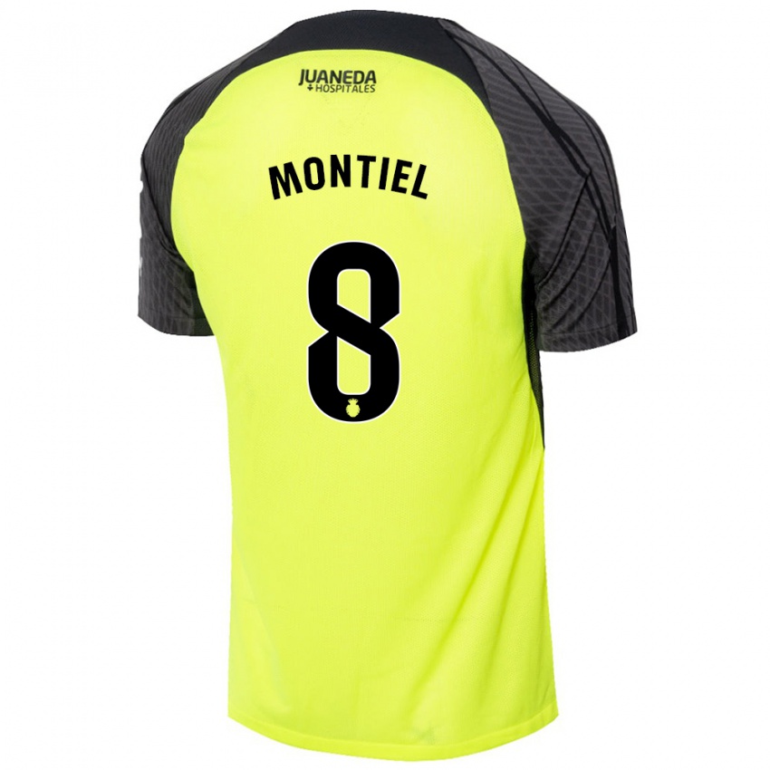 Kinder Luis Montiel #8 Fluoreszierend Grün Schwarz Auswärtstrikot Trikot 2024/25 T-Shirt Schweiz