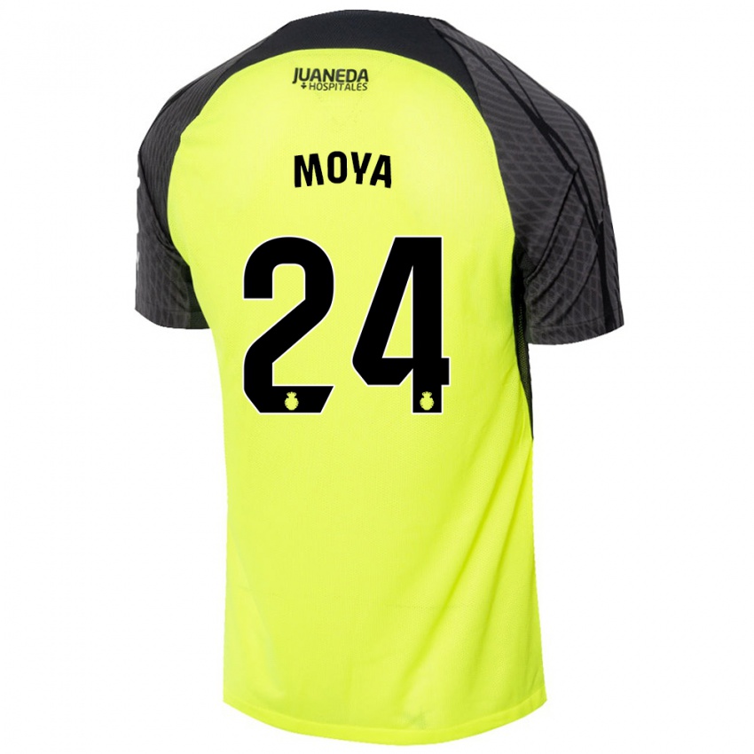 Kinder Pablo Moyá #24 Fluoreszierend Grün Schwarz Auswärtstrikot Trikot 2024/25 T-Shirt Schweiz