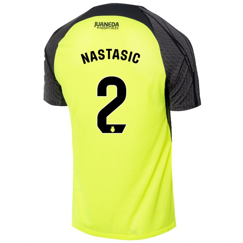 Kinder Matija Nastasic #2 Fluoreszierend Grün Schwarz Auswärtstrikot Trikot 2024/25 T-Shirt Schweiz