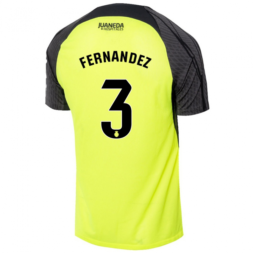 Enfant Maillot Marcos Fernández #3 Vert Fluo Noir Tenues Extérieur 2024/25 T-Shirt Suisse