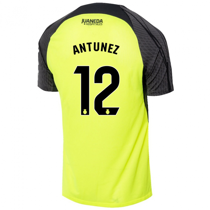 Kinder Yahir Antúnez #12 Fluoreszierend Grün Schwarz Auswärtstrikot Trikot 2024/25 T-Shirt Schweiz