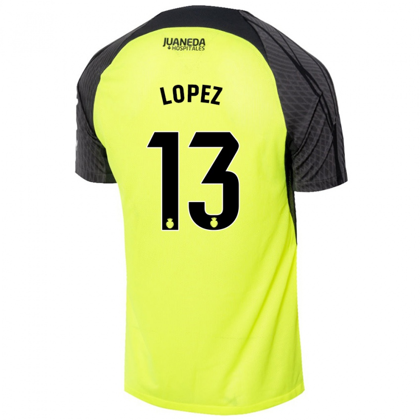 Enfant Maillot Iván López #13 Vert Fluo Noir Tenues Extérieur 2024/25 T-Shirt Suisse