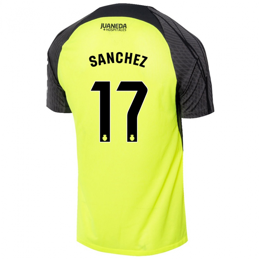 Kinder Avelino Sánchez #17 Fluoreszierend Grün Schwarz Auswärtstrikot Trikot 2024/25 T-Shirt Schweiz